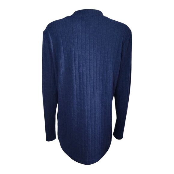 Matty M Sweater Womens Size L Large Solid Blue Ribbed Turtleneck Long Sleeve - Picture 3 of 6
